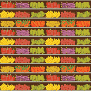 無(wú)縫模式的乳品部,牛奶貨架和新鮮健康的食物,在超市,選擇大的有機(jī)農(nóng)場(chǎng)產(chǎn)品的銷售在食品商店,酸奶背景矢量圖